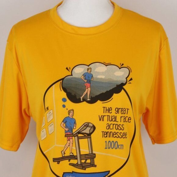 Port & Company Adult Unisex Small Yellow Graphic Crewneck Short Sleeve Tech Tee - Picture 2 of 7
